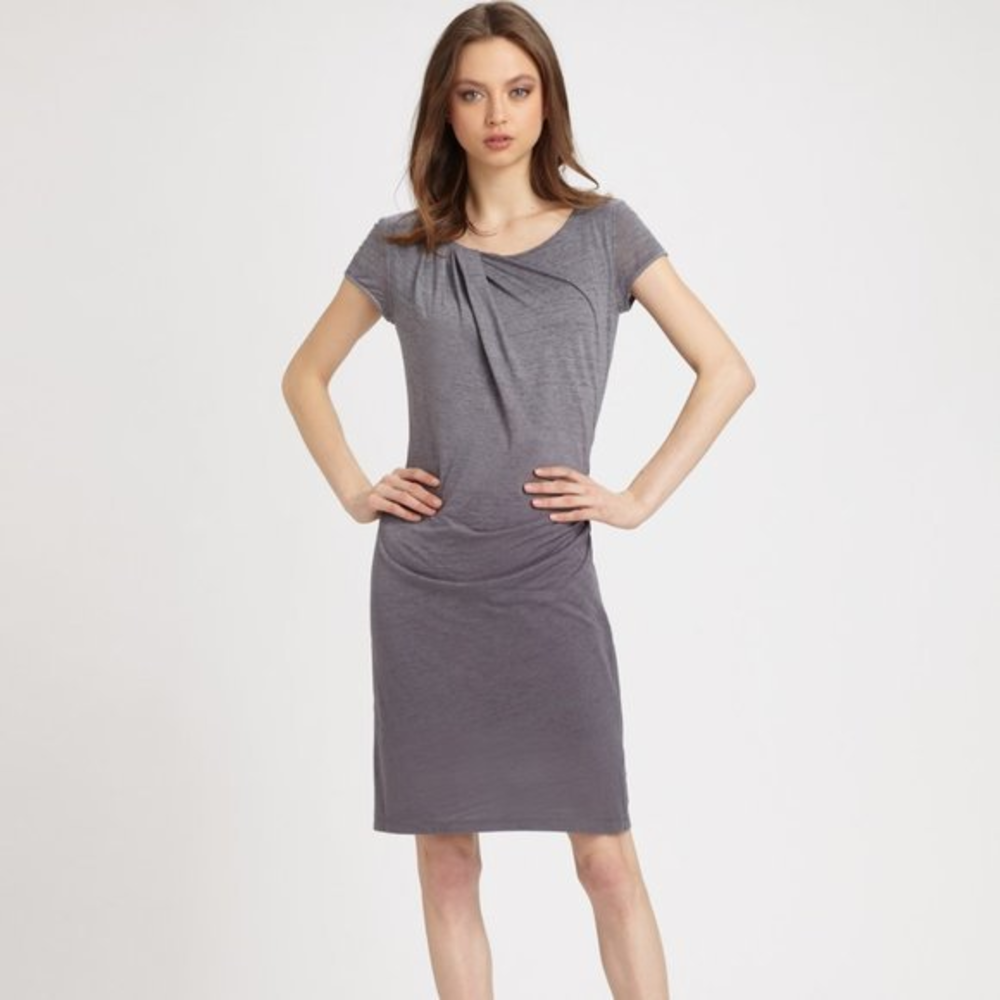 Theory‎ Lucyetta Ombre Gray Jersey Pencil Cotton Sheath Straight Casual Dress M